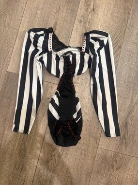 Kelle black and white striped dance costume
